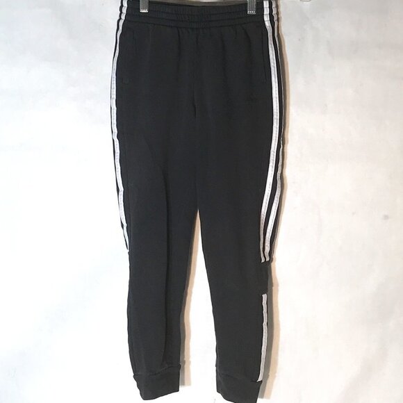 Adidas Youth Large Black White Three Stripe Sweatpants Joggers - Picture 1 of 9
